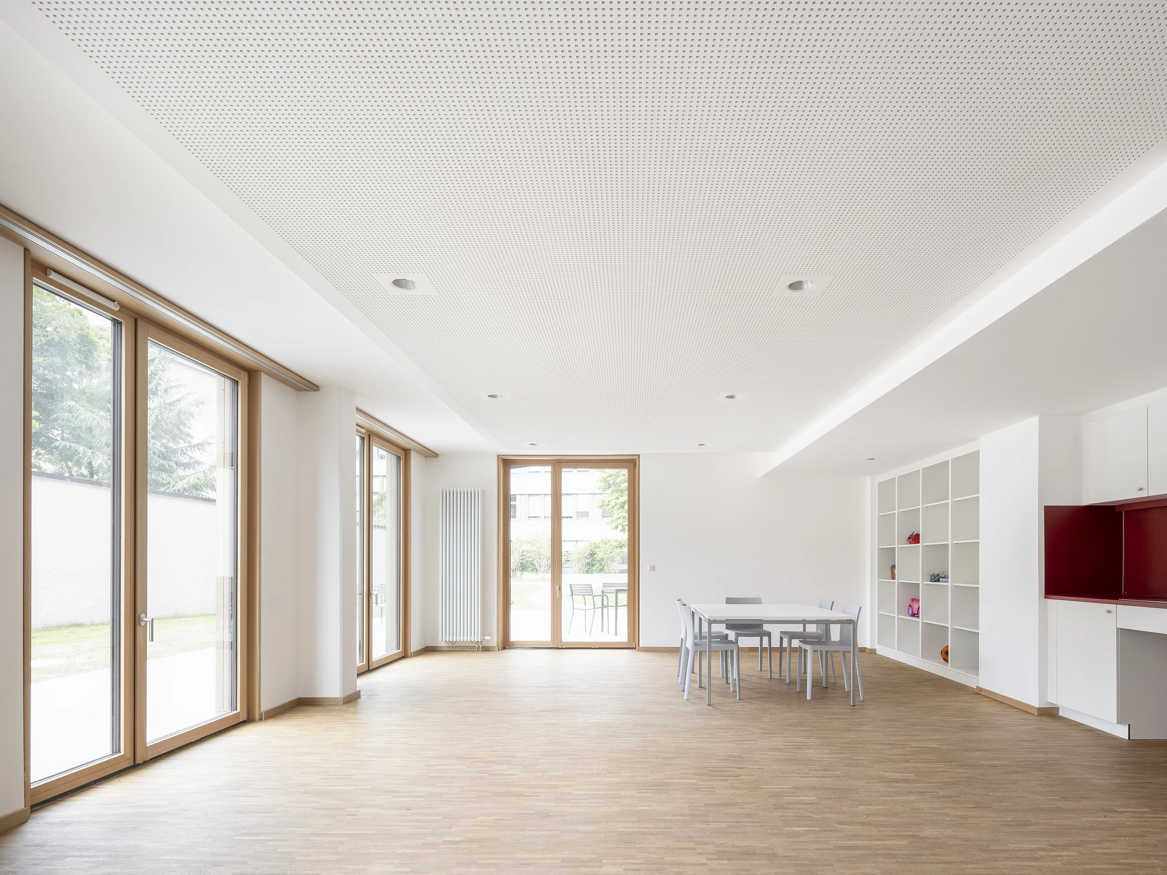 Innenansicht Inklusives Studentenwohnheim Gemeinschaftsräume mit Einbaumöbeln